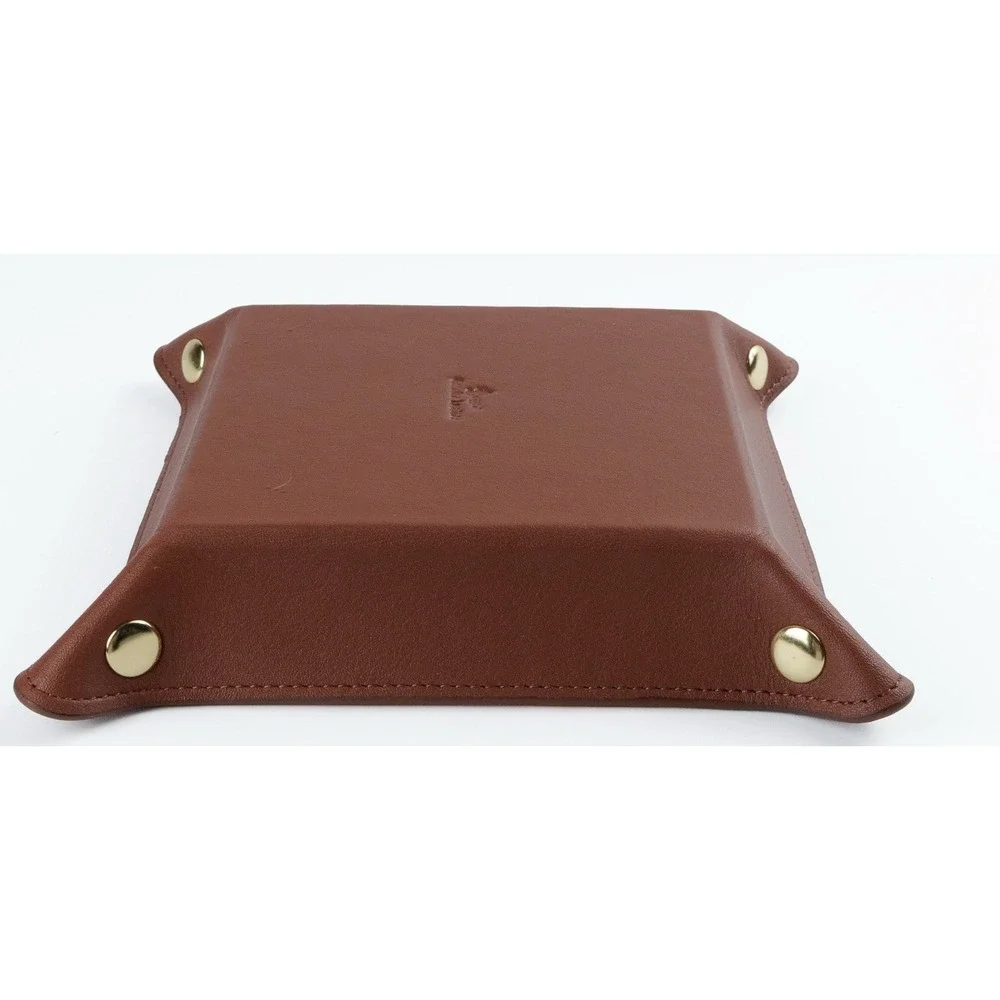 Royce New York Brown Leather Valet Tray For Men